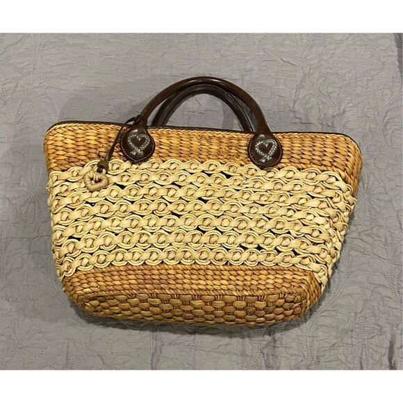 Brighton Handbags - Brighton Vintage Wicker Hand Bag Tan